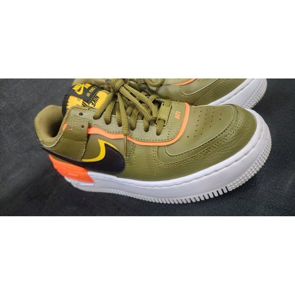 Rare Nike Air Force 1 Shadow Olive Orange Black DC1876-300 Womans Size 7.5 - Picture 4 of 9